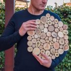 hexágono para pared de madera