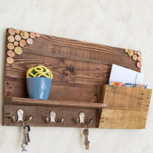 Wooden wall key holder