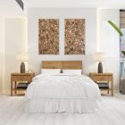 artesanía en madera natural para cabecero